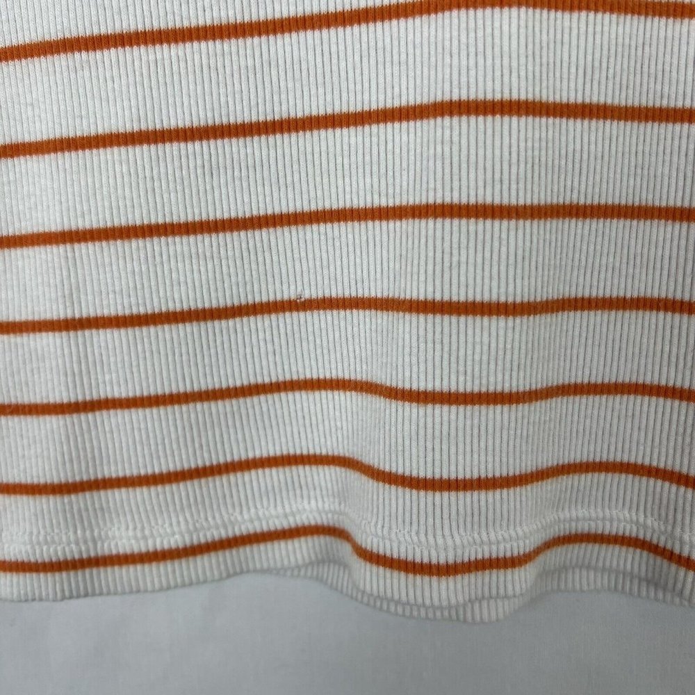 Lauren Ralph Lauren Womens White Orange Stripe Short Sleeve V-Neck Shirt Medium - Picture 5 of 10